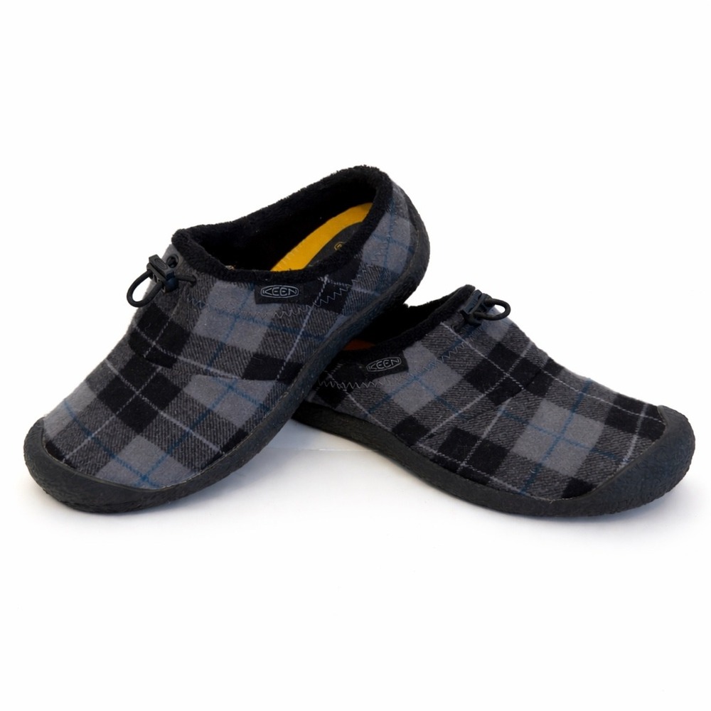KEEN Howser IIl Grey Black Plaid Fleece Lined Slip-on Shoes Womens 7.5 1025542